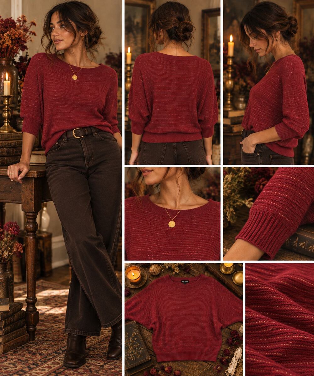 Vintage Express Red Berry Knit Sweater S Practical Magic Witchy Goth 90s